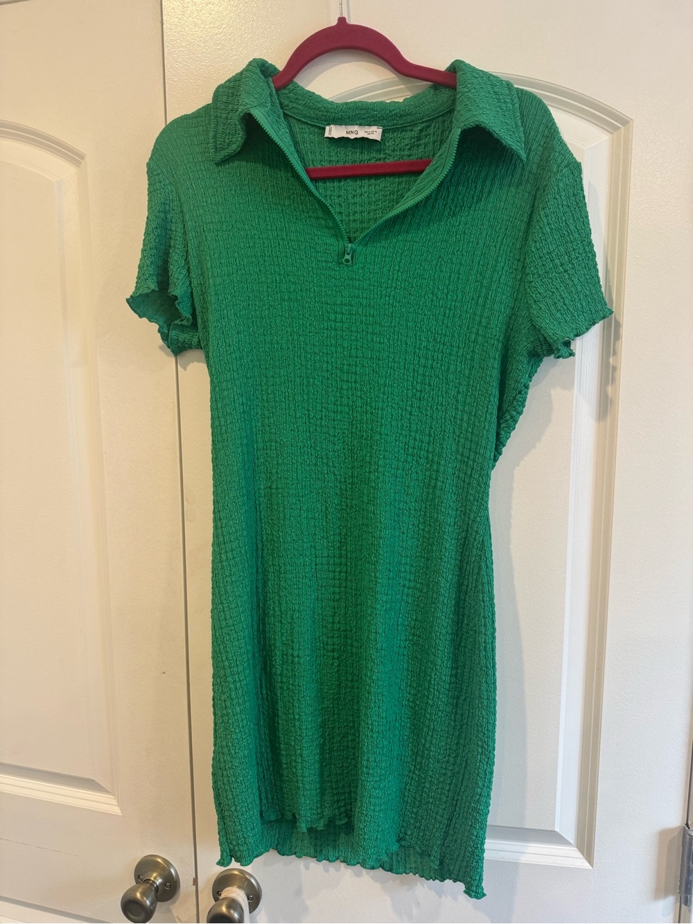 Green Textured Polo Dress